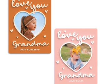 Personalized Love You Grandma Fridge Photo Magnet Frame, Mother's Day, Gift for Nana, Keepsake, Photo Frame, Grammie, Grandma to Be, Grammy