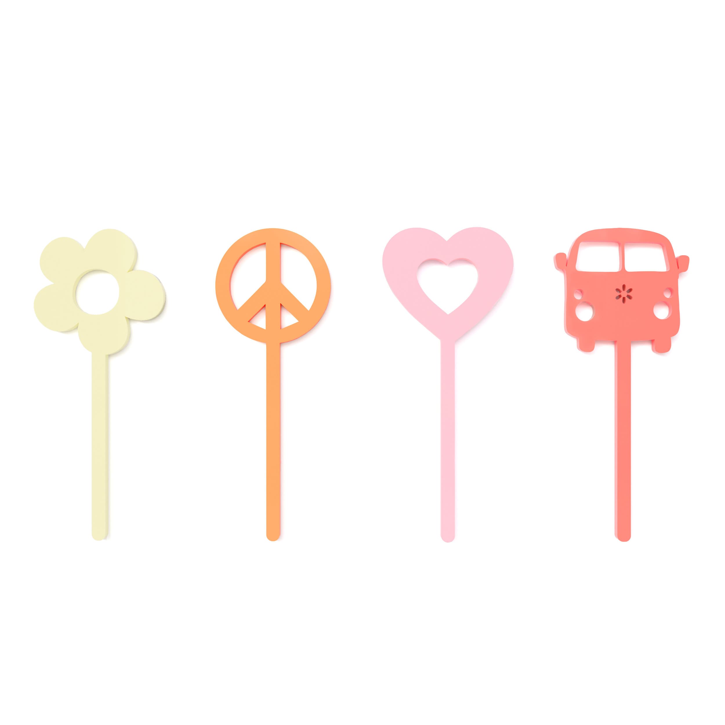 Retro Groovy Acrylic Cupcake Toppers, Two Groovy, Daisy, Birthday, 60s, 70s, Peace Sign, Boho, Mama, One Groovy Girl, Groovy Babe, Set of 12