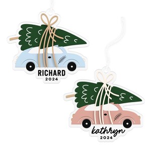 Retro Car Ornament, My First Christmas, Baby&#39;s First Christmas, Car Tree Ornament, Kids Christmas Ornament, Little Car with Tree, Baby&#39;s 1st