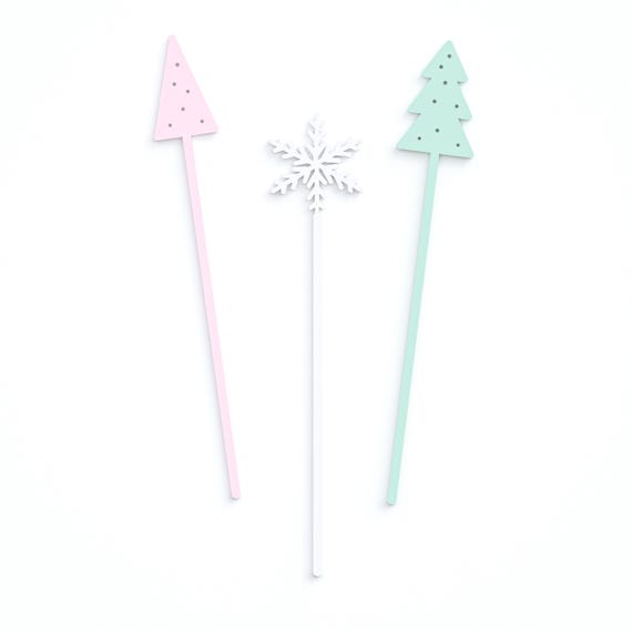 Christmas Drink Stirrers, Holiday Cocktail Sticks, Merry Christmas Swizzle Sticks, Christmas Tree, Snowflake, Custom Drink Marker, Set of 12