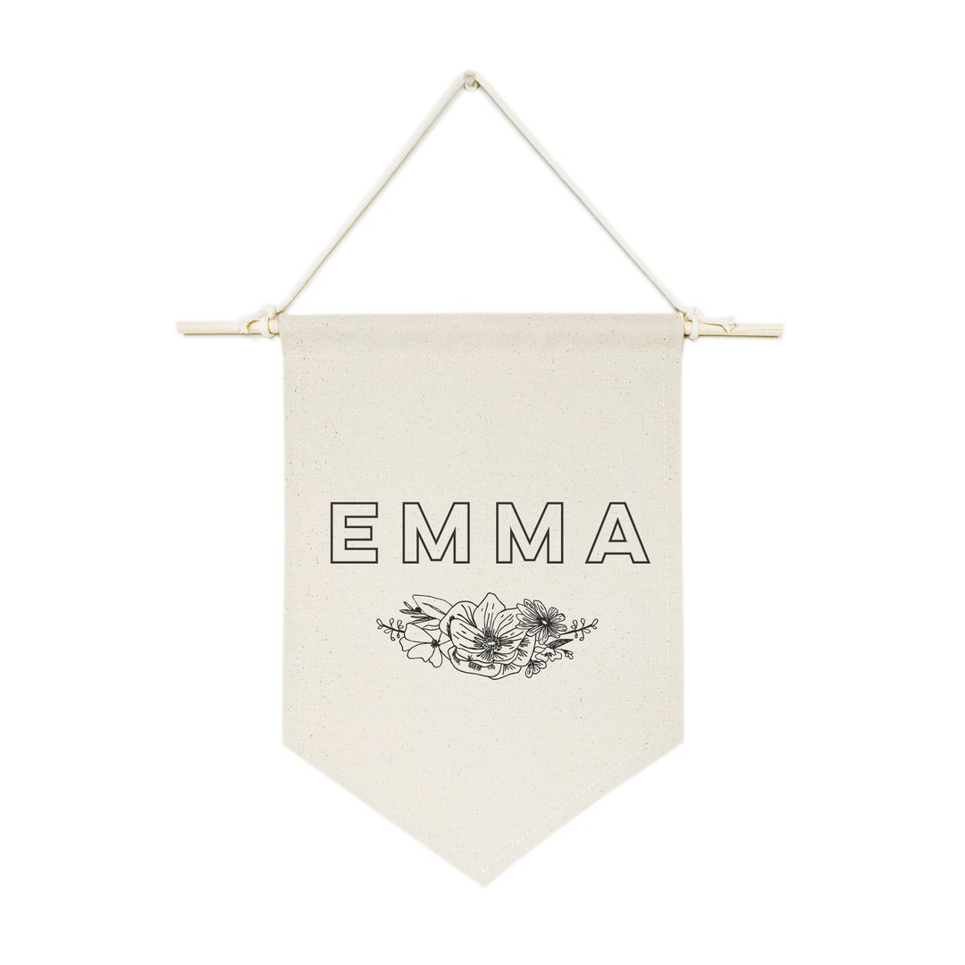 Personalized Name With Florals Hanging Wall Canvas Banner and - Etsy