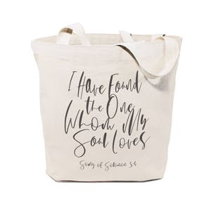 I Have Found the One Whom My Soul Loves, Song of Solomon 3:4 Cotton Canvas, Travel, Shoulder Tote and Handbag, Scripture, Religious, Bible