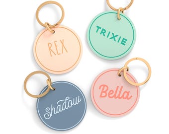 Personalized Round Pet ID Tag, Dog Name Tag, Custom Cat Collar Tag