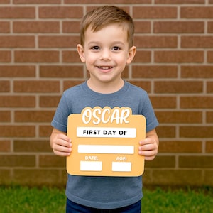 Personalized First Day of School Acrylic Sign, Last Day, Milestone Board, Back to School, Kids Photo Prop, Dry Erase, Interchangeable Sign image 6