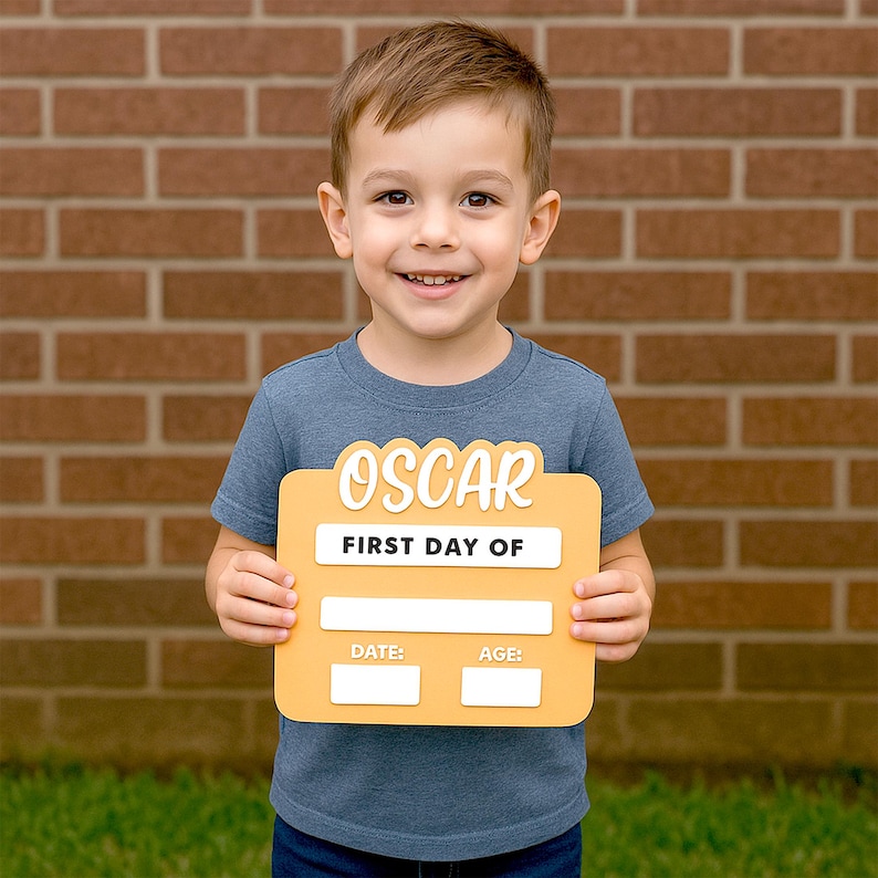 Personalized First Day of School Acrylic Sign, Last Day, Milestone Board, Back to School, Kids Photo Prop, Dry Erase, Interchangeable Sign image 6