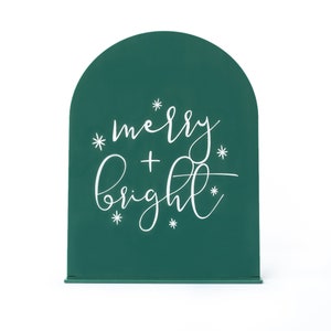 Merry and Bright Christmas Acrylic Sign, Wall Decor, Holiday Decor, Christmas Print, Wall Art, Party Decor, Modern Christmas Sign, Handmade image 3