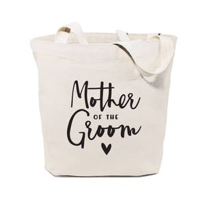 Madre del novio algodón lona boda, playa, compras y viajes reutilizables hombro tote y bolso, regalo de dama de honor, fiesta nupcial