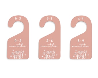 Floral Baby Nursery Closet Dividers, Acrylic, Closet Organizer, Baby Shower Gift, New Mom, Wardrobe Hangers, Size Markers, Newborn Baby Girl