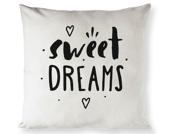 Sweet Dreams Cotton Canvas Baby Pillow Cover, Pillowcase, Cushion Cover and Decorative Home Throw Pillow Cover, Kid's Decorative, Cute Decor