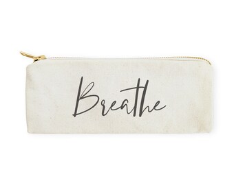 Breathe Cotton Canvas Pencil Case and Travel Pouch for Back to School, Supplies, Cute Teen Gift, Zipper Pouch, DIY, Makeup Bag, Stationery