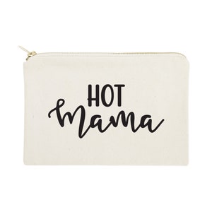 Hot Mama Cotton Canvas Cosmetic Bag, Toiletry Bag and Travel Makeup Pouch - Bridesmaid Gift, Wedding Favor, Gifts for Her, Mothers Day