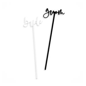 Bride and Groom Drink Stirrers, Party Cocktail Sticks, Wedding Party Decor, Mr. and Mrs., Miss to Mrs., Bar Display, Party Decor, Set of 2