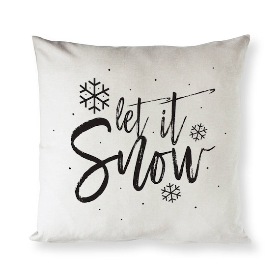 Cotton Canvas Christmas Pillow Cover Let it Snow Pillow Christmas Pillow