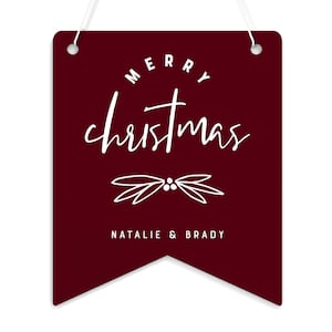 Personalized Couple Names Merry Christmas Hanging Wall Acrylic Banner, Decoration, Holiday Decor, Party Supplies, Home Decor, Festive Banner