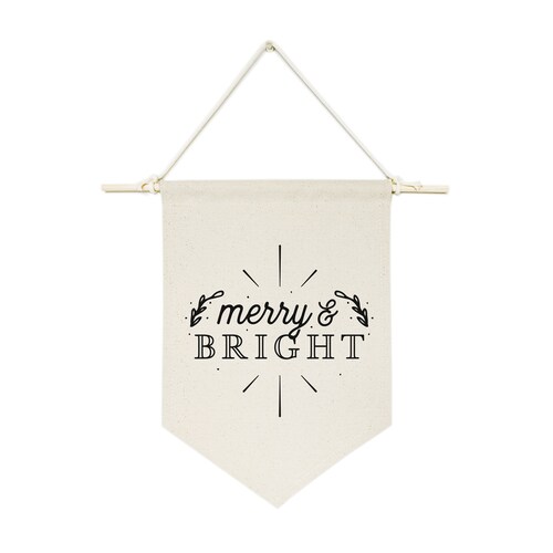 Merry and Bright Hanging Wall Canvas Banner Christmas - Etsy