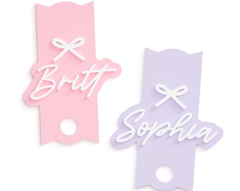 Personalized Coquette Bow Stanley Name Tag, Stanley Name Plate, Acrylic Lid Topper, Bow Tumbler Tag, 40oz, 30oz, Quencher H2.0, Girly, Cute
