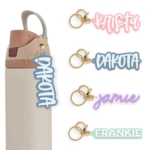 Personalized Custom Water Bottle Keychain, Owala Freeship Name Tag, Stanley Charm, Tumbler Accessory, Tumbler Tag, Bag Tag, Name Keychain