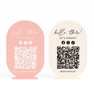 Custom QR Code Social Media Sign, Pop Up Sign, Let&#39;s Connect, Follow Us, Instagram, Business Sign, Market Sign, Payment Sign, Mini QR Sign