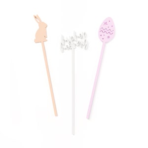 Easter Party Drink Stirrers, Easter Bunny, Spring, Cocktail Stirrers, Swizzle Sticks, Egg Hunt, Easter Basket, Brunch, Decor, Pastel, Cute