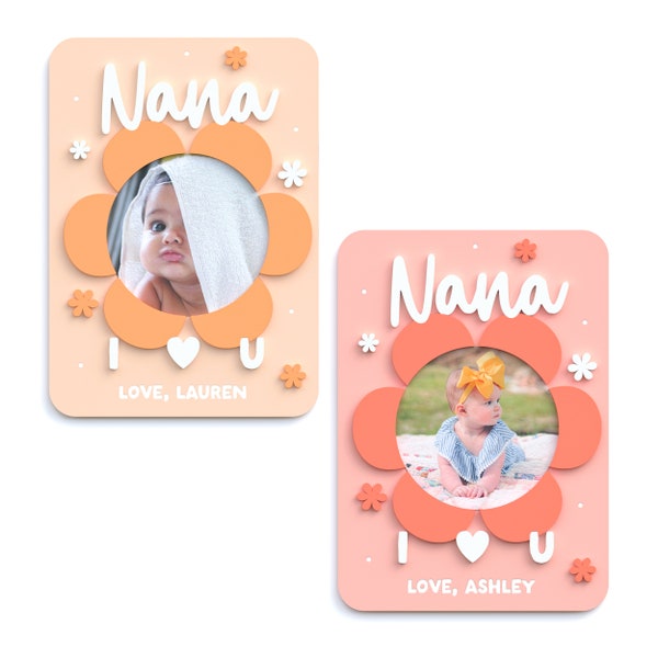 Personalized Name Nana I Love you Photo Frame, Mother's Day, Custom, Daisy, Gift for Grandma, Keepsake, Photo Frame, Grammie, Grandma Frame