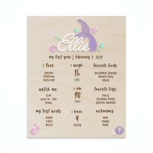 Tableau personnalisé ma première année d'anniversaire de sirène, UN sous la mer, anniversaire de fille, sous la mer, décoration de fête sirène, 1er anniversaire, affiche