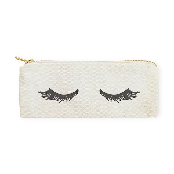 Closed Eyelashes Cotton Canvas Pencil Case and Travel Pouch - Etsy