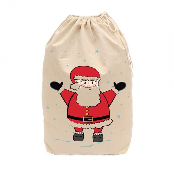 Santa Claus Cotton Canvas Santa Sack for Presents, Gift Bag, Stocking  Stuffers and Holiday Decorations, Christmas Gift, Wrapping Paper, Kids