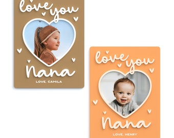 Personalized Love You Nana Fridge Photo Magnet Frame, Mother's Day, Custom, Gift for Grandma, Keepsake, Grammie, Grandma, Grammy, Custom