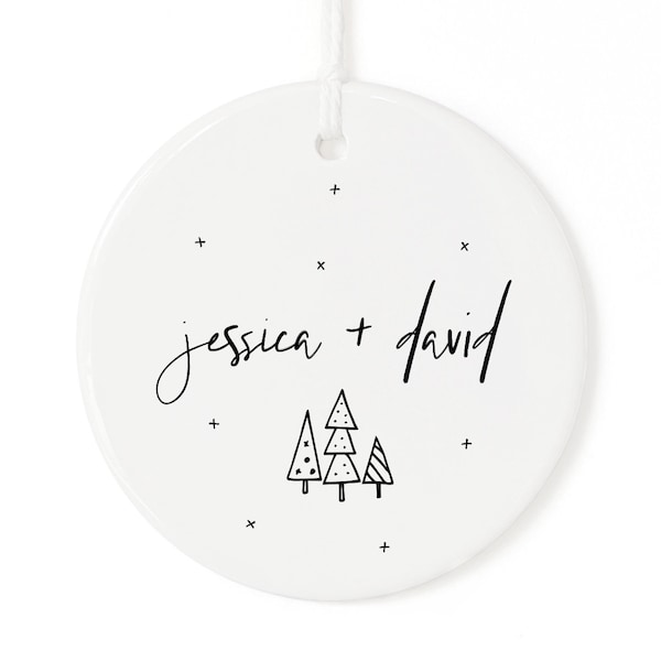 Personalized Couple Names Porcelain Ceramic Christmas Ornament, Holiday Decor, Custom, Christmas Gift, Couples Gift, Wedding Gift, Keepsake
