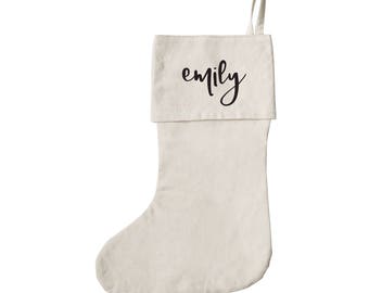 Personalized Name Cotton Canvas Christmas Stocking for Presents, Gift Bag, and Holiday Decorations, Stocking Stuffers, Christmas Decor, Gift