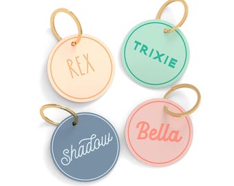 Personalized Round Pet ID Tag, Dog Name Tag, Custom Cat Collar Tag