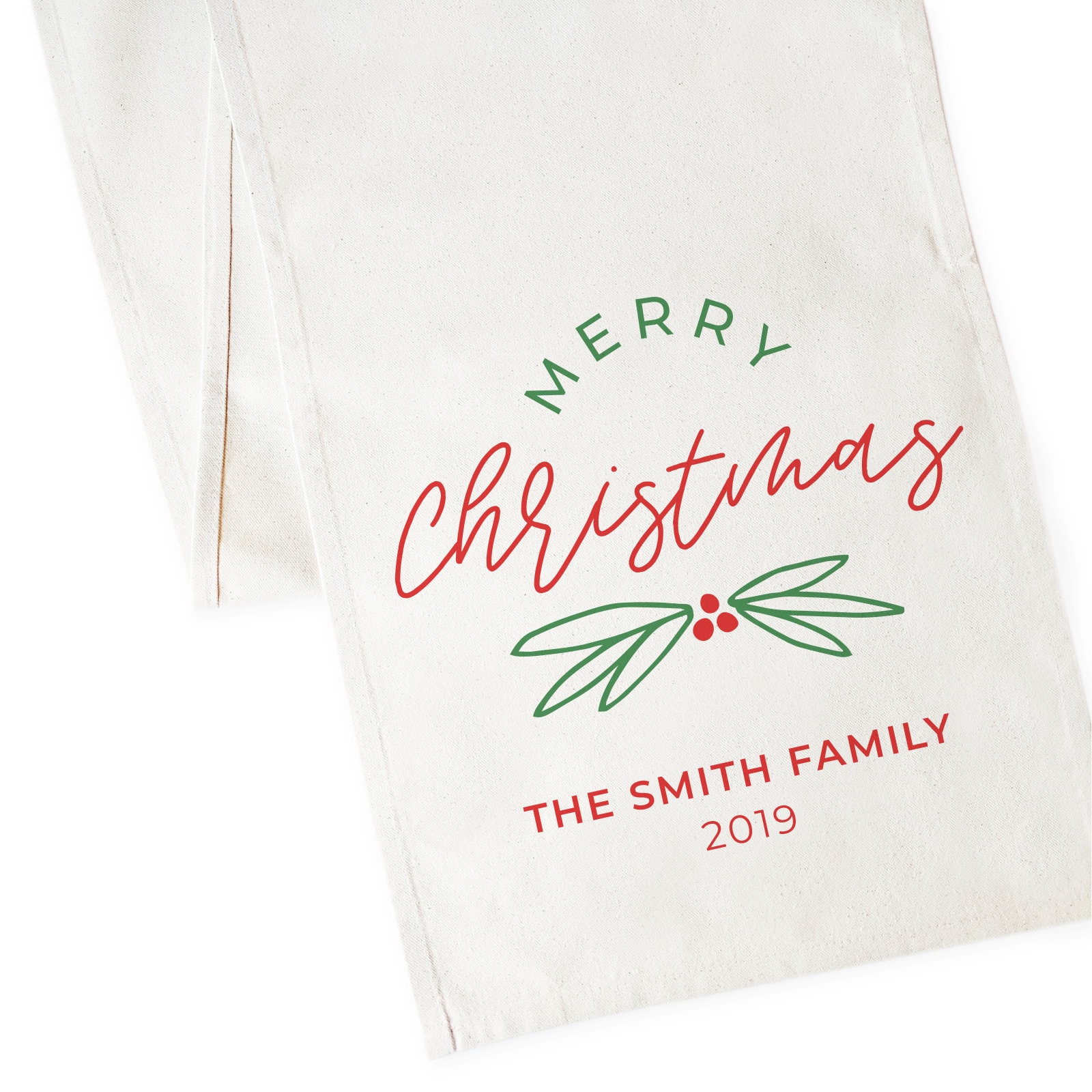 Personalized Family Last Name with Year Merry Christmas Canvas Table…