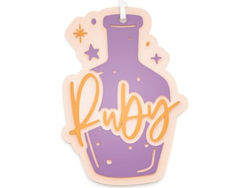 Personalized Potion Bottle Acrylic Gift Tag, Halloween Gift Basket, Boo Basket, Gift Wrap, Basket Marker, Trick or Treat Bag, Party Favor