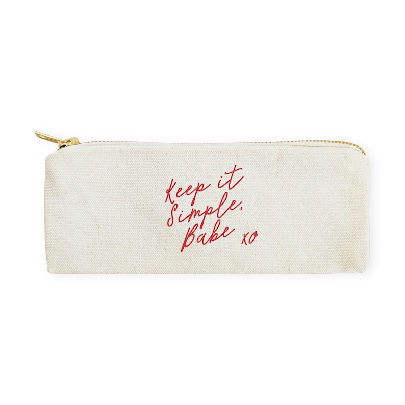 DIY Keep it Simple Babe Cotton Canvas Pencil Case,Travel Pouch for Back to School Supplies Zipper Pouch Paper Goods Makeup Bag Gift