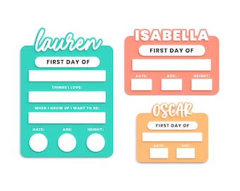 Personalized First Day of School Acrylic Sign, Last Day, Milestone Board, Back to School, Kids Photo Prop, Dry Erase, Interchangeable Sign