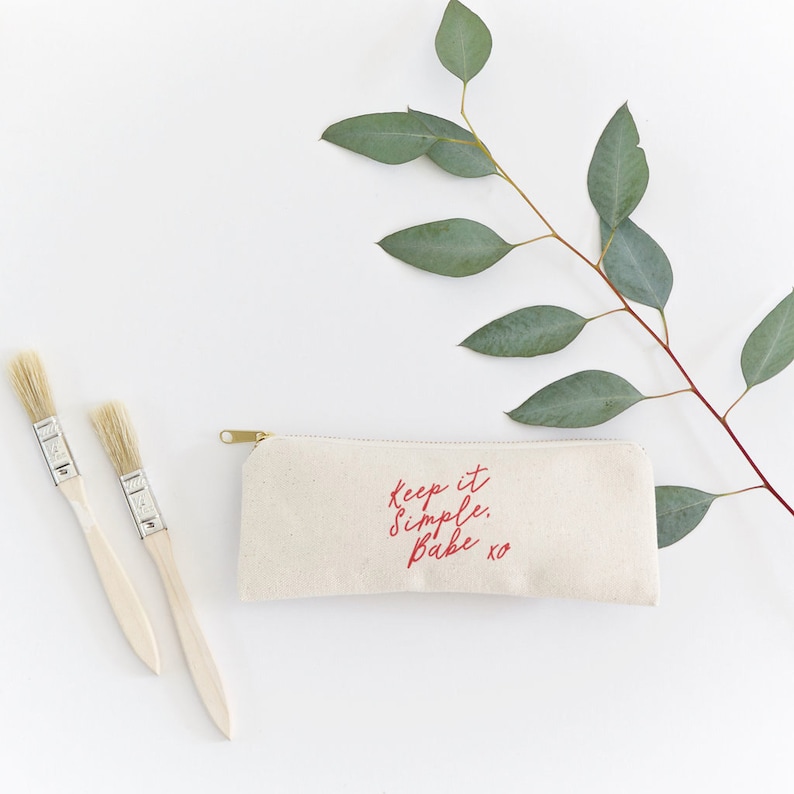 DIY Keep it Simple Babe Cotton Canvas Pencil Case,Travel Pouch for Back to School Supplies Zipper Pouch Paper Goods Makeup Bag Gift