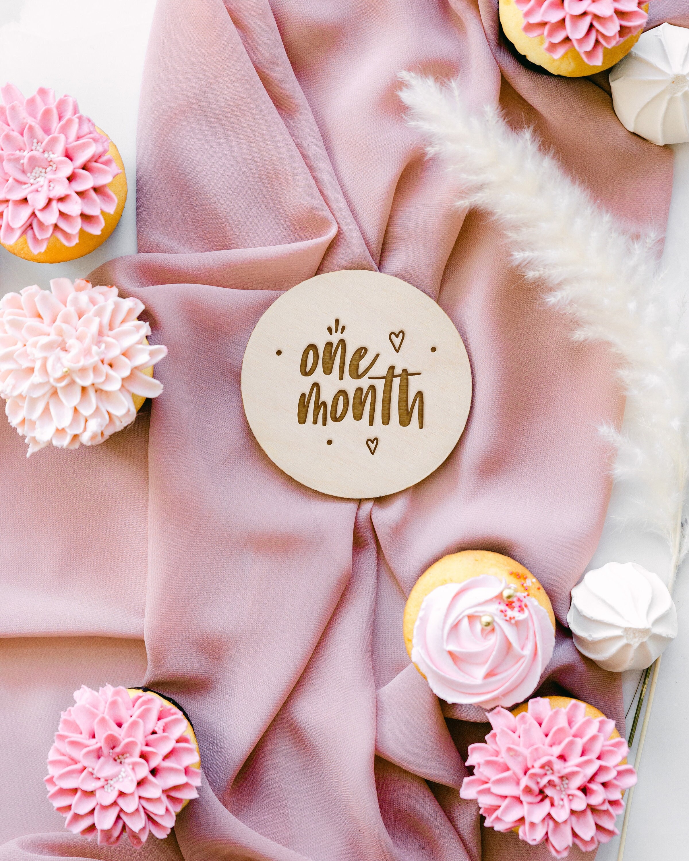 Birth Milestone Card Set, Wooden Disc Birth Announcement, Milestone…