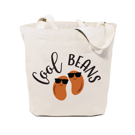 Cool Beans Cotton Canvas Reusable Grocery Bag and Farmers Market Tote Bag Food Pun Funny Women s Gift Valentine s Day Couple Lifestyle Etsy