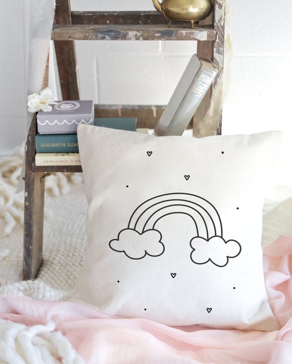 Rainbow Cotton Canvas Baby Pillow Cover Pillowcase Cushion Cover and Decorative Home Throw Pillow Cover Kid s Decorative Cute Decor Etsy Canada