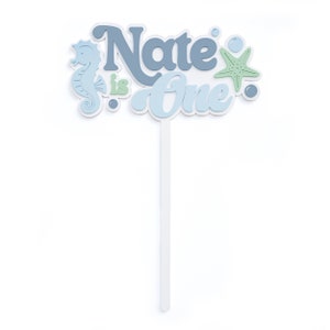 Personalized Name Under the Sea Acrylic Cake Topper, Party Decor, Ocean Theme, Kids Birthday, Boy Birthday, Sea Creatures, ONEder the Sea