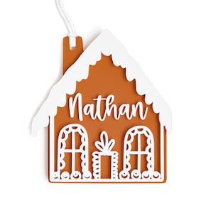 Personalized Gingerbread House Acrylic Gift Tag, Christmas Gift Tag, Stocking Tag, Gift Tag, Holiday Basket, Christmas Tree Tag, Ornament