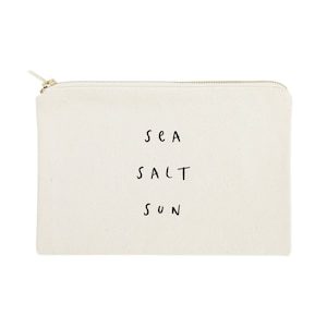 Sea Salt Sun Cotton Canvas Cosmetic Bag, Toiletry Bag and Travel Makeup Pouch, Summer, Beach, Bridesmaid, Gift for Her, Wedding, Vacation