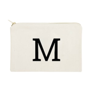 Personalized Single Modern Monogram Cotton Canvas Cosmetic Bag and Travel Make Up Pouch - Bridesmaid Gift, Wedding Favor, Gifts for Her, DIY