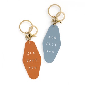 Sea Salt Sun Retro Motel Keychain, Acrylic, Gift For Her, Backpack Tag, Key Tag, Beach Party Favor, Beach Bag Charm, Summer, Backpack Tag