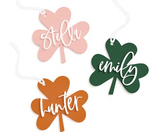 Personalized Name St. Patrick's Day Gift Basket Gift Tag, Acrylic Gift Tag St. Patty's Day Basket, Gift Wrap, Shamrock Gift Tag, Lucky Charm
