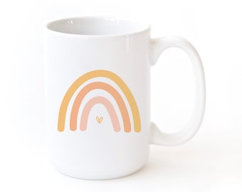 Rainbow Porcelain Ceramic Coffee Mug, After Every Storm Comes a Rainbow, Good Vibes Mug, Stay Positive, Coffee Cup, Quarantine Gift for Her