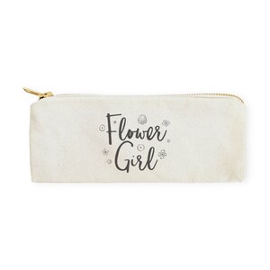 Flower Girl Cotton Canvas Pencil Case and Travel Pouch for Back to School, Supplies, Teen Gifts, Zipper Pouch, Wedding Gift, Cosmetic Bag