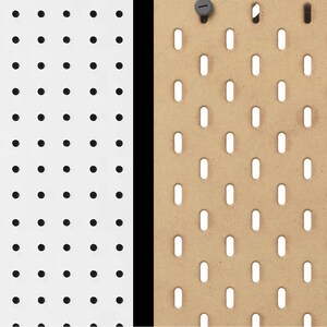 Left: 1/4" Pegboard
Right: IKEA SKADIS