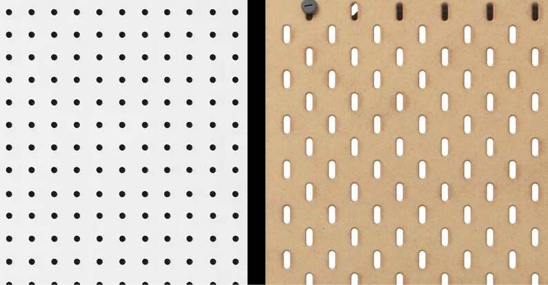 Left: 1/4" Pegboard
Right: IKEA SKADIS