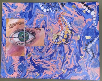 Windows to the Soul - Pink & Blue, Eye Painting Maximalist Wall Decor